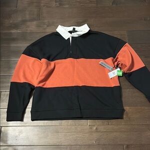 Jaywalker collared Black and Orange Men's Sweater, size XL BNWT